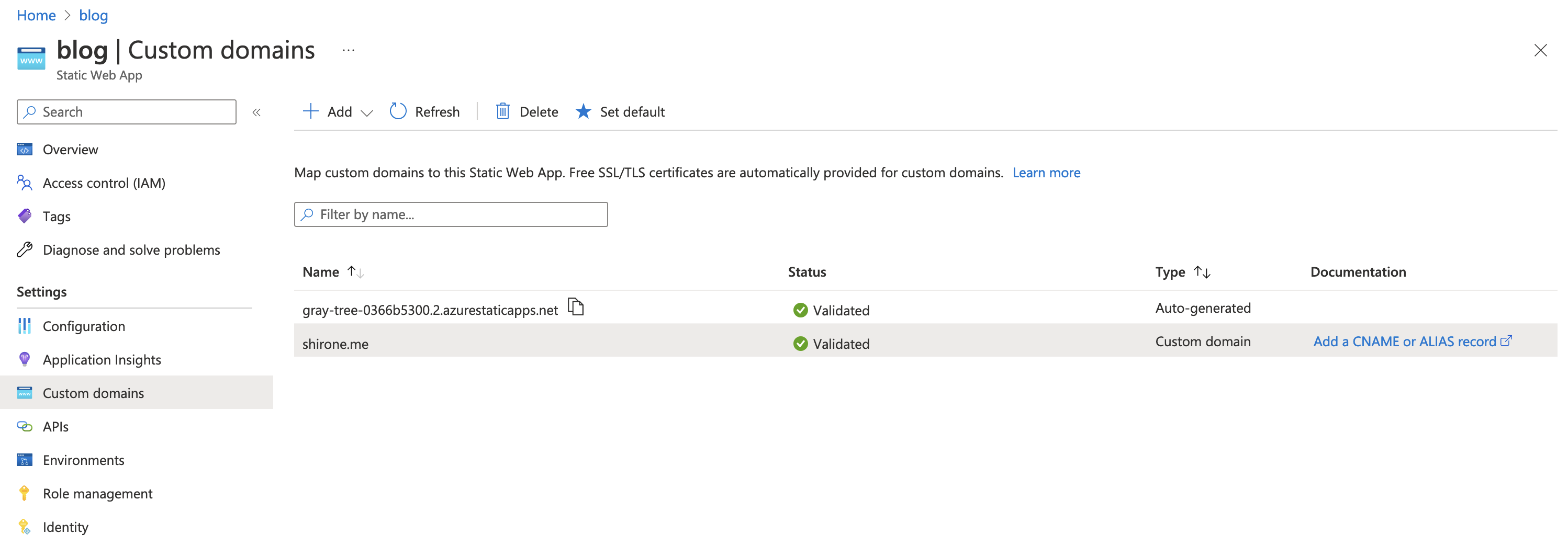 Azure Static Web Apps DNS